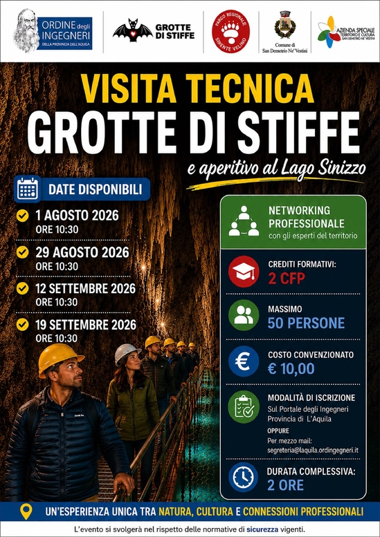 Visite Tecniche alle Grotte di Stiffe e al Lago Sinizzo nel Comune di San Demetrio né Vestini AQ