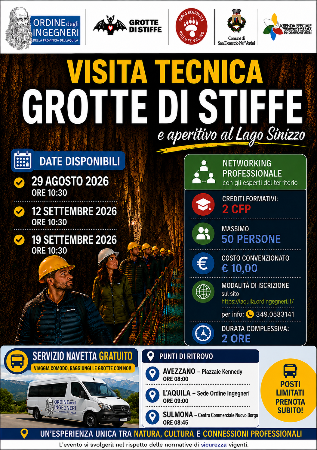 Visite Tecniche alle Grotte di Stiffe e al Lago Sinizzo nel Comune di San Demetrio né Vestini AQ